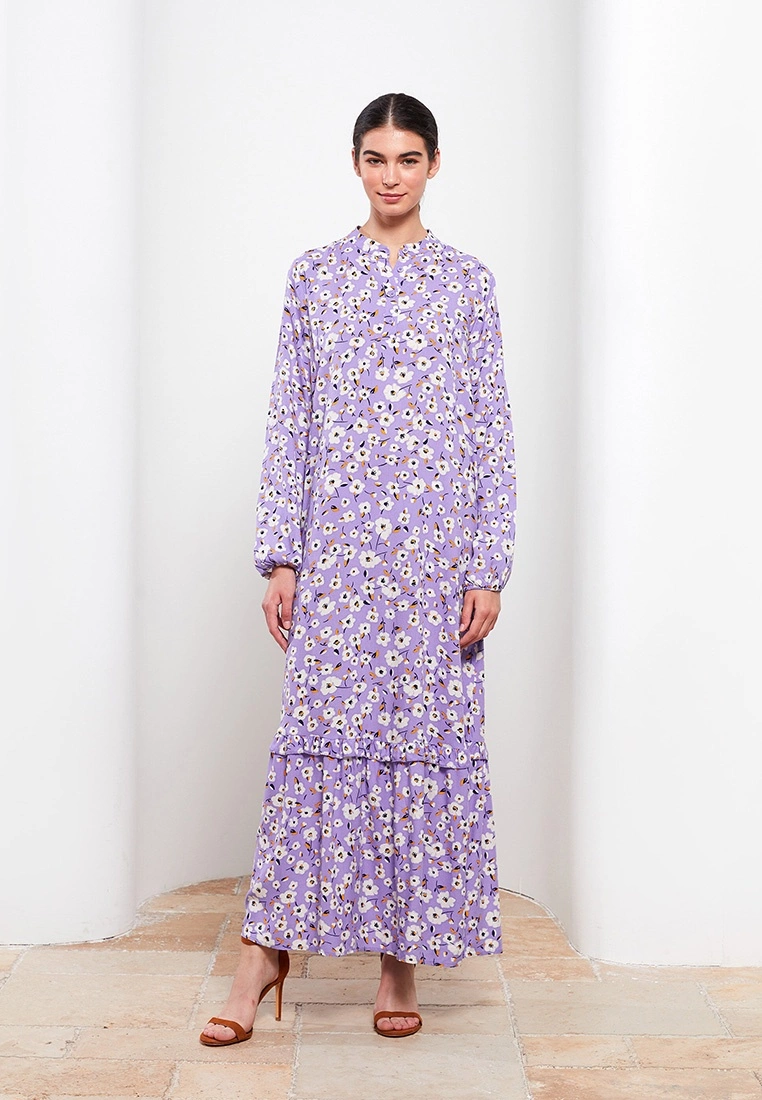 LC WAIKIKI High Collar Floral Long Sleeve Viscose Women's Dress 3 LC WAIKIKI High Collar Floral Long Sleeve Viscose Women's Dress