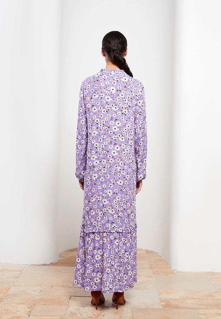 LC WAIKIKI High Collar Floral Long Sleeve Viscose Women's Dress 7 LC WAIKIKI High Collar Floral Long Sleeve Viscose Women's Dress - Image 5