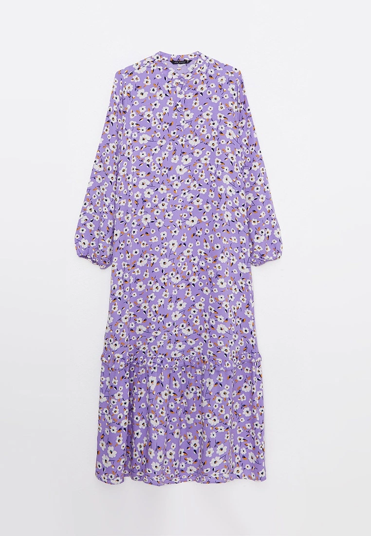 LC WAIKIKI High Collar Floral Long Sleeve Viscose Women's Dress 8 LC WAIKIKI High Collar Floral Long Sleeve Viscose Women's Dress - Image 6