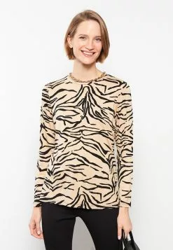 LC WAIKIKI Crew Neck Patterned Long Sleeve Women's T-Shirt