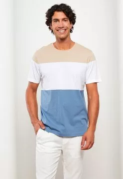 LC WAIKIKI Crew Neck Short Sleeve Color Block Combed Cotton Men's T-Shirt