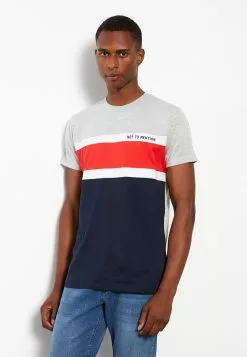 LC WAIKIKI Crew Neck Short Sleeve Color Block Combed Cotton Men's T-Shirt