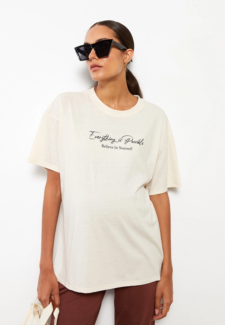 LC WAIKIKI Crew Neck Letter Printed Short Sleeve Maternity T-Shirt 3 LC WAIKIKI Crew Neck Letter Printed Short Sleeve Maternity T-Shirt