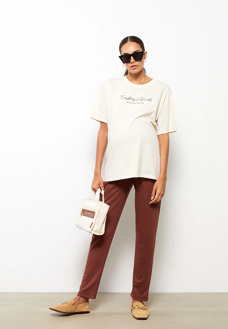 LC WAIKIKI Crew Neck Letter Printed Short Sleeve Maternity T-Shirt 5 LC WAIKIKI Crew Neck Letter Printed Short Sleeve Maternity T-Shirt - Image 3