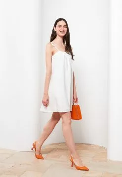 LC WAIKIKI Square Collar Embroidered Strap Poplin Women's Dress -LC WAIKIKI popular shop lc waikiki 8285 3057626 2