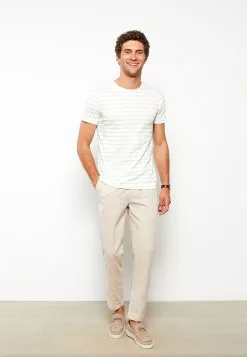 LC WAIKIKI Crew Neck Short Sleeve Striped Combed Cotton Men's T-Shirt