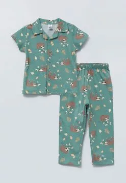 LC WAIKIKI Polo Collar Short Sleeve Printed Cotton Baby Boy Pajamas Set 2-Pack