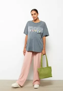 LC WAIKIKI Crew Neck Daisy Duck Printed Short Sleeve Cotton Maternity T-Shirt