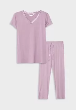 LC WAIKIKI V Neck Straight Short Sleeve Women Pajamas Set -LC WAIKIKI popular shop lc waikiki 8306 8067626 6