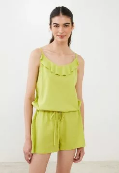 LC WAIKIKI Women's U Neck Straight Strap Cotton Overalls