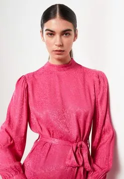 LC WAIKIKI Standing Collar Patterned Long Sleeve Satin Women's Dress -LC WAIKIKI popular shop lc waikiki 8314 6973036 3