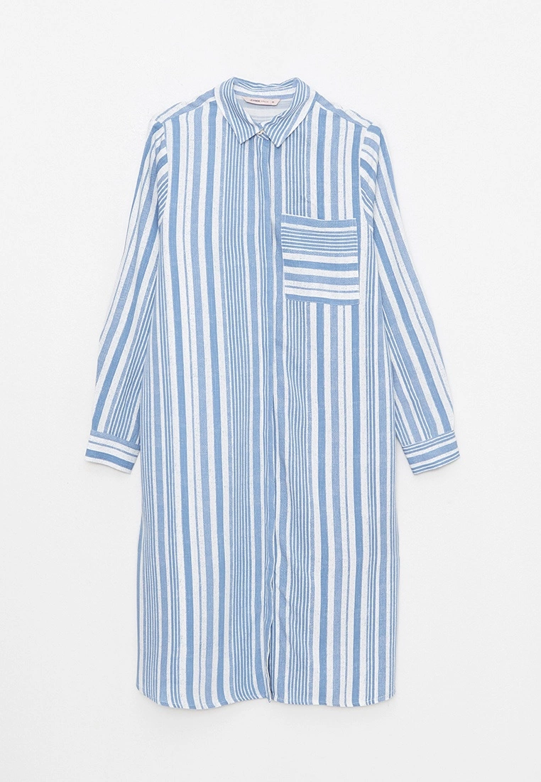 LC WAIKIKI Shirt Collar Striped Long Sleeve Viscose Women's Tunic 8 LC WAIKIKI Shirt Collar Striped Long Sleeve Viscose Women's Tunic - Image 6