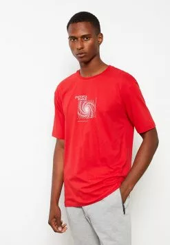 LC WAIKIKI Oversize Crew Neck Short Sleeved Printed Combed Cotton Men's T-Shirt