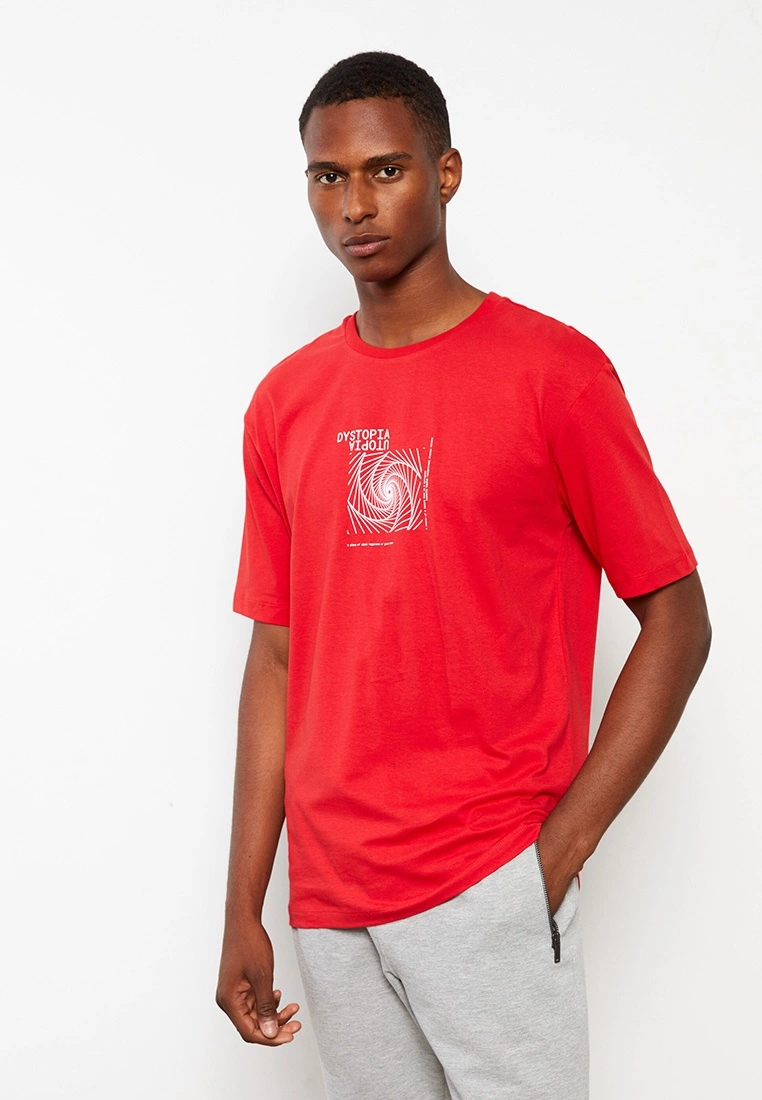 LC WAIKIKI Oversize Crew Neck Short Sleeved Printed Combed Cotton Men's T-Shirt 3 LC WAIKIKI Oversize Crew Neck Short Sleeved Printed Combed Cotton Men's T-Shirt