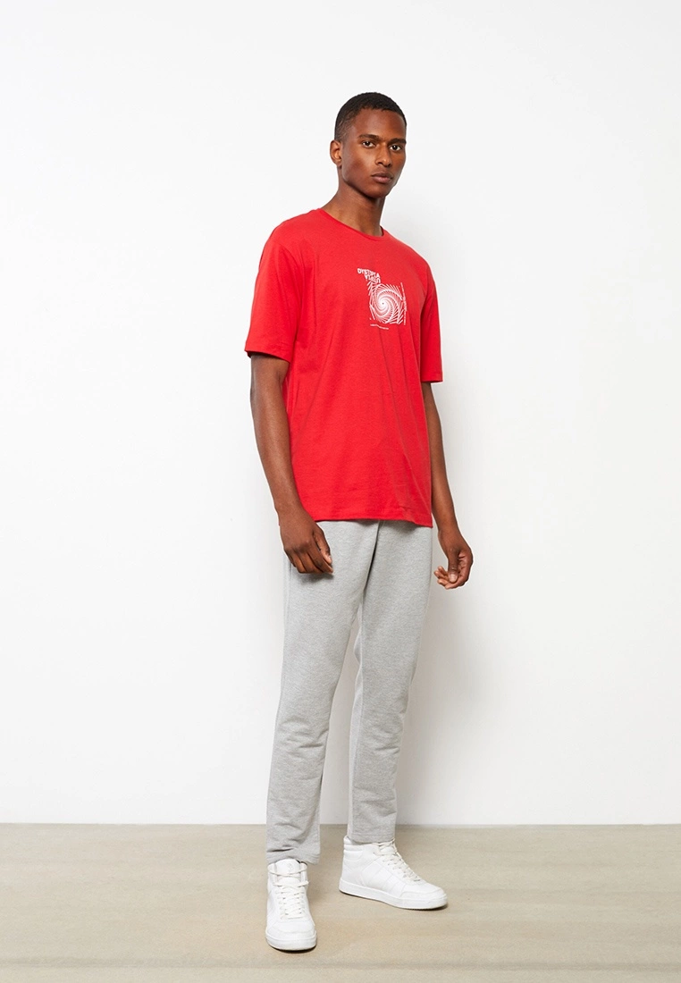 LC WAIKIKI Oversize Crew Neck Short Sleeved Printed Combed Cotton Men's T-Shirt 4 LC WAIKIKI Oversize Crew Neck Short Sleeved Printed Combed Cotton Men's T-Shirt - Image 2