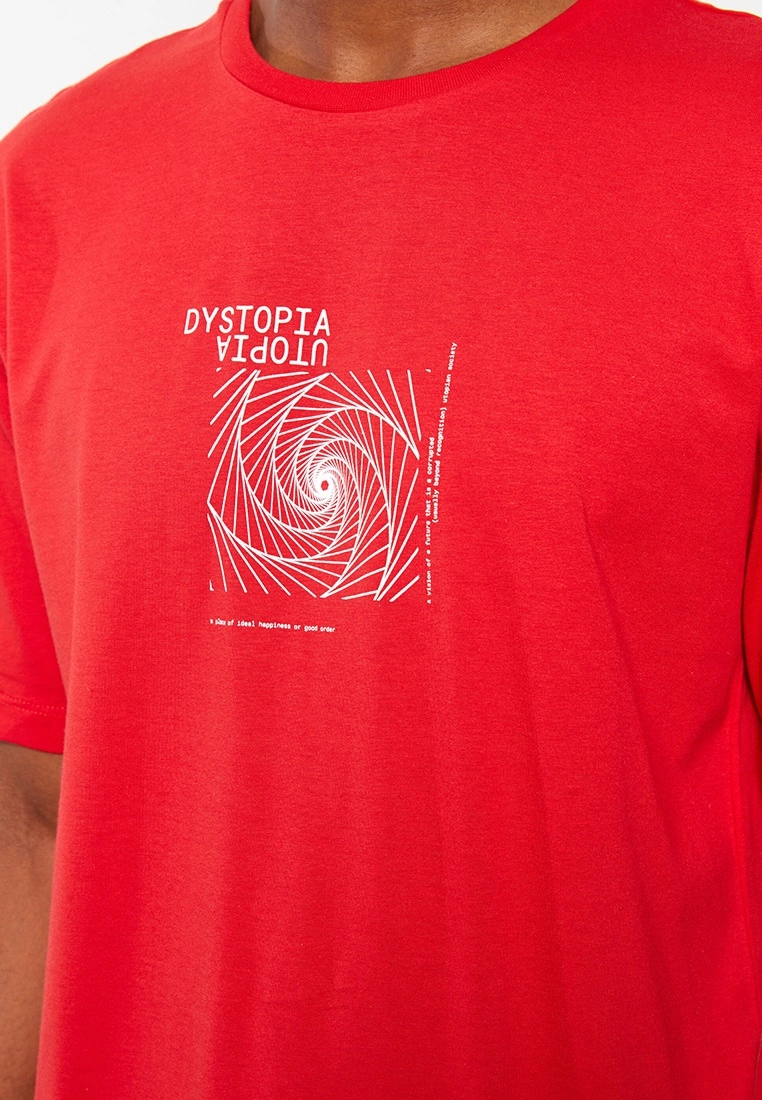 LC WAIKIKI Oversize Crew Neck Short Sleeved Printed Combed Cotton Men's T-Shirt 6 LC WAIKIKI Oversize Crew Neck Short Sleeved Printed Combed Cotton Men's T-Shirt - Image 4