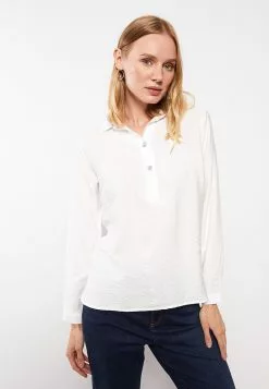 LC WAIKIKI Shirt Collar Straight Long Sleeve Women Blouse -LC WAIKIKI popular shop lc waikiki 8358 1083036 2