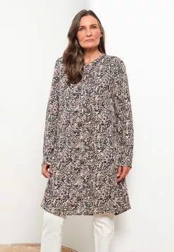 LC WAIKIKI Crew Neck Patterned Long Sleeve Viscose Women's Tunic