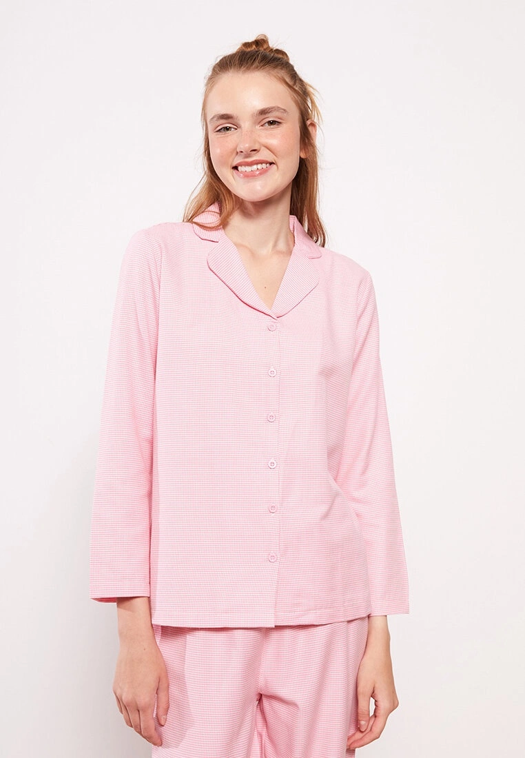 LC WAIKIKI Shirt Neck Patterned Long Sleeve Poplin Women's Pajama Set 5 LC WAIKIKI Shirt Neck Patterned Long Sleeve Poplin Women's Pajama Set - Image 3