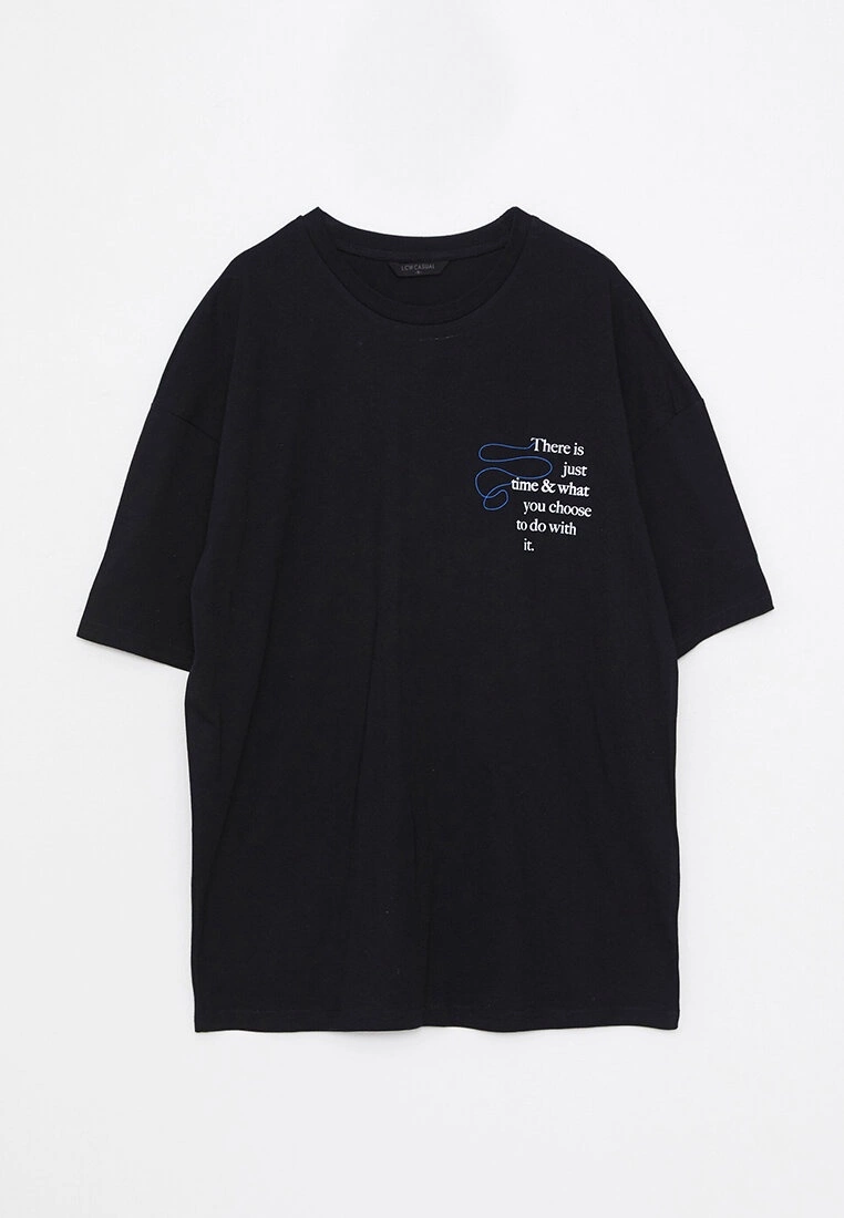 LC WAIKIKI Oversize Crew Neck Short Sleeved Printed Combed Cotton Men's T-Shirt 3 LC WAIKIKI Oversize Crew Neck Short Sleeved Printed Combed Cotton Men's T-Shirt