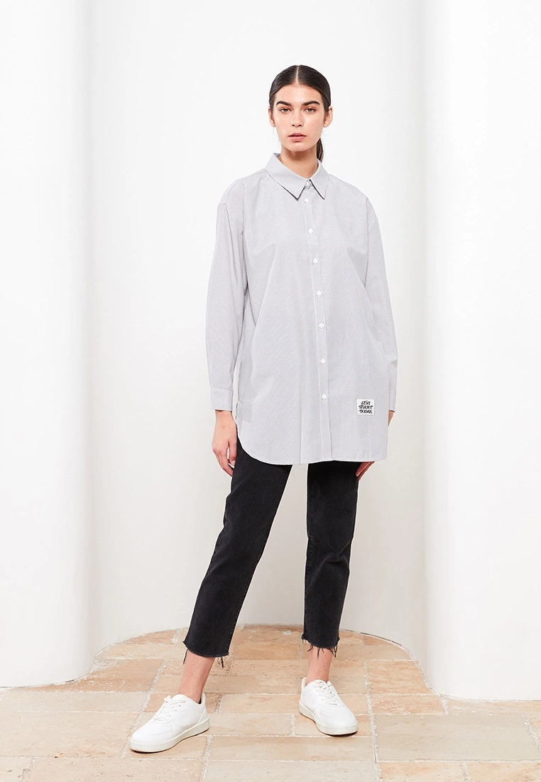 LC WAIKIKI Shirt Collar Striped Long Sleeve Women's Tunic 3 LC WAIKIKI Shirt Collar Striped Long Sleeve Women's Tunic