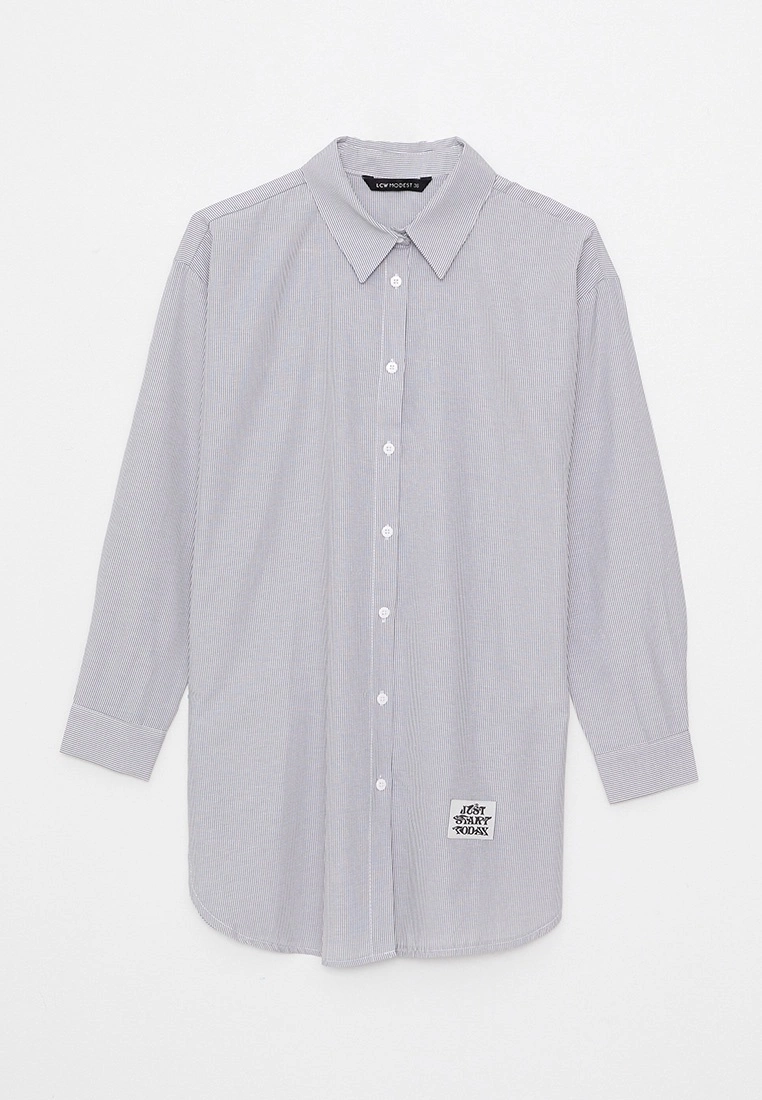 LC WAIKIKI Shirt Collar Striped Long Sleeve Women's Tunic 8 LC WAIKIKI Shirt Collar Striped Long Sleeve Women's Tunic - Image 6