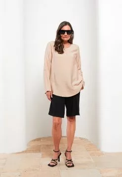 LC WAIKIKI Crew Neck Straight Long Sleeve Women Blouse -LC WAIKIKI popular shop lc waikiki 8867 0684036 3