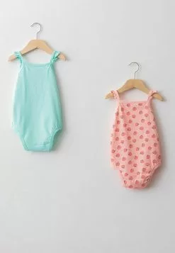 LC WAIKIKI Square Neck Strap Cotton Printed Baby Girl Body With Snap Fastener 2 Pieces -LC WAIKIKI popular shop lc waikiki 8894 8058236 2