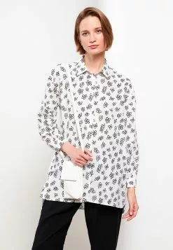 LC WAIKIKI Shirt Collar Patterned Long Sleeve Oversize Cotton Women's Tunic -LC WAIKIKI popular shop lc waikiki 8929 6094036 2