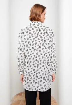 LC WAIKIKI Shirt Collar Patterned Long Sleeve Oversize Cotton Women's Tunic -LC WAIKIKI popular shop lc waikiki 8930 6094036 5