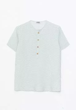 LC WAIKIKI Judge Collar Striped Short Sleeve Gabardine Boy Shirt