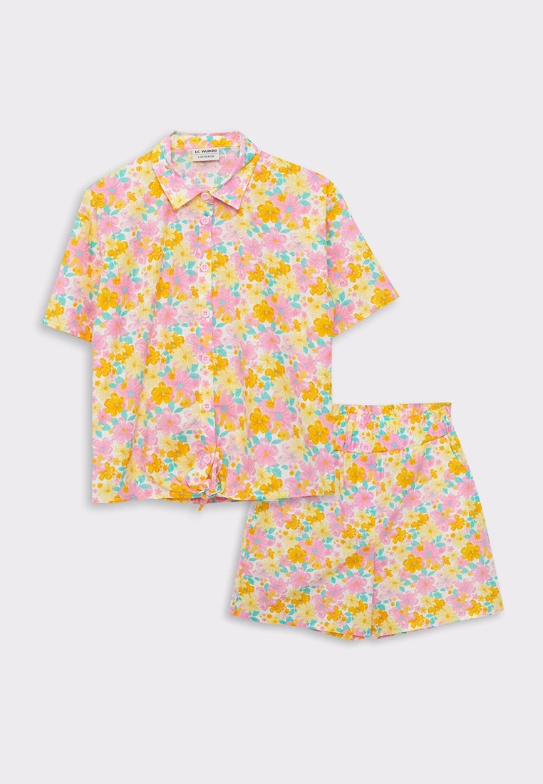 LC WAIKIKI Shirt Collar Patterned Short Sleeve Poplin Girls Shirts And Shorts 3 LC WAIKIKI Shirt Collar Patterned Short Sleeve Poplin Girls Shirts And Shorts