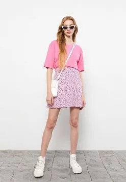 LC WAIKIKI Zippered Waist Floral Viscose Women's Short Skirt