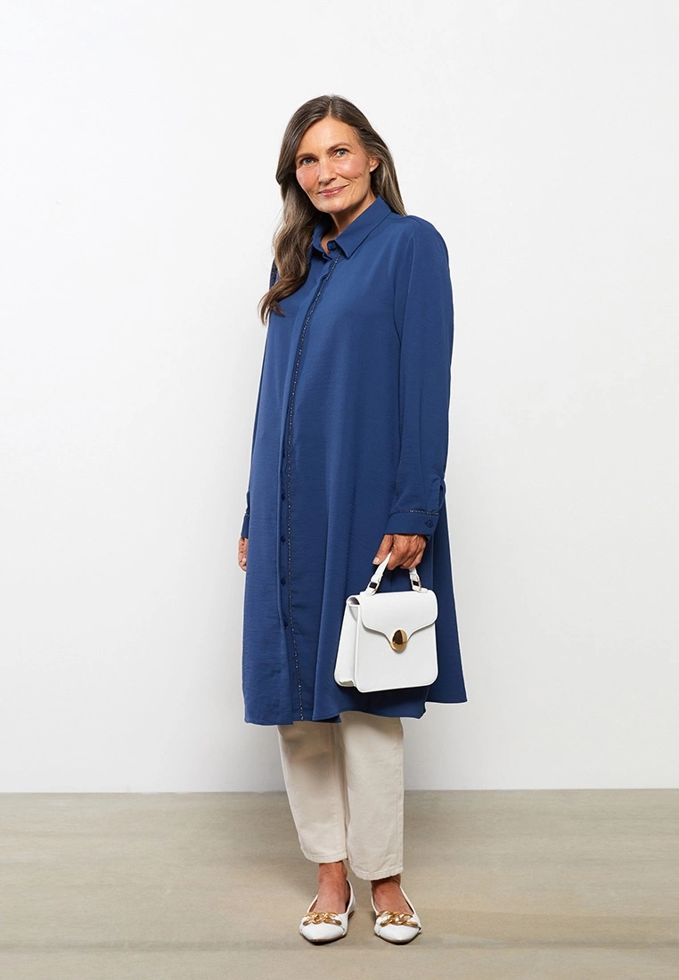 LC WAIKIKI Shirt Collar Straight Long Sleeve Women's Tunic 3 LC WAIKIKI Shirt Collar Straight Long Sleeve Women's Tunic