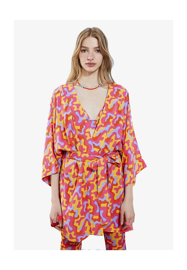 LC WAIKIKI Shawl Collar Tie Viscose Women's Kimono 3 LC WAIKIKI Shawl Collar Tie Viscose Women's Kimono