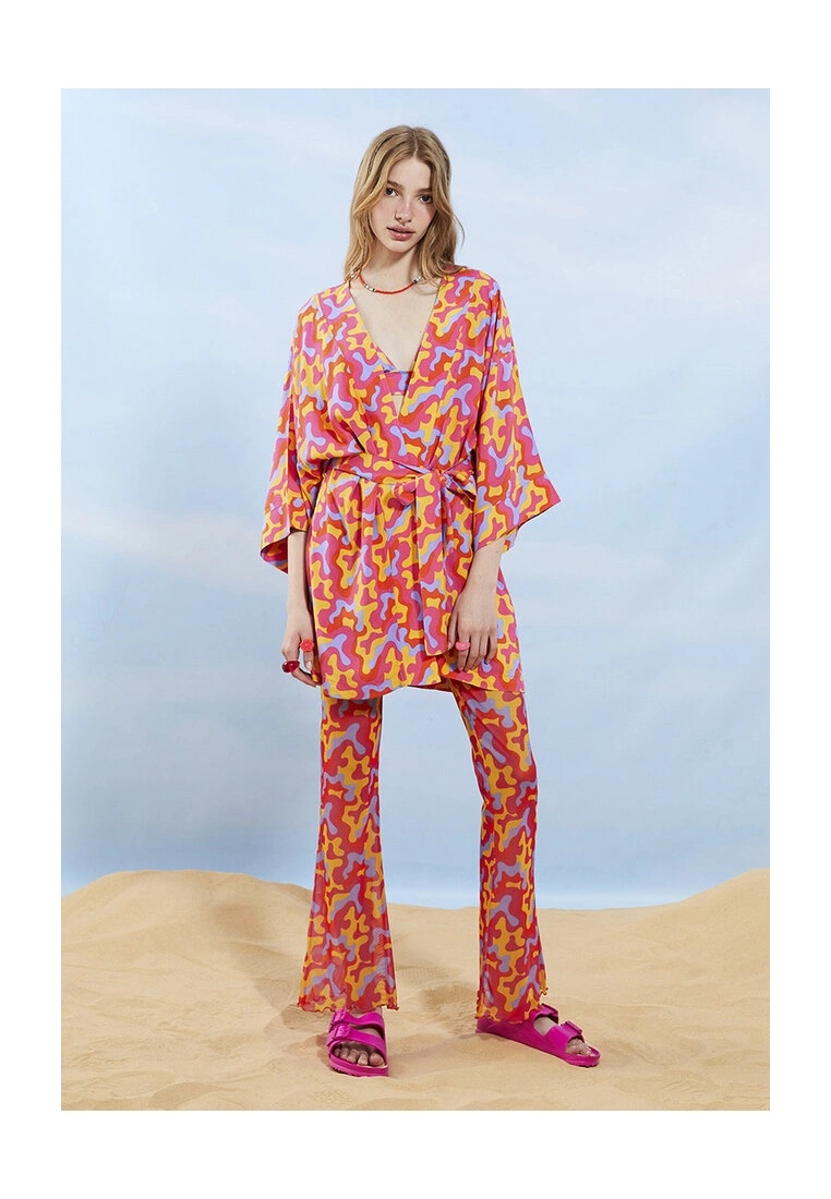 LC WAIKIKI Shawl Collar Tie Viscose Women's Kimono 7 LC WAIKIKI Shawl Collar Tie Viscose Women's Kimono - Image 5