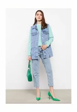 LC WAIKIKI Shirt Collar Plain Women's Jean Vest -LC WAIKIKI popular shop lc waikiki 9263 5378726 4