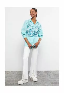 LC WAIKIKI V-Neck Patterned Satin Women Blouse -LC WAIKIKI popular shop lc waikiki 9589 3313716 4