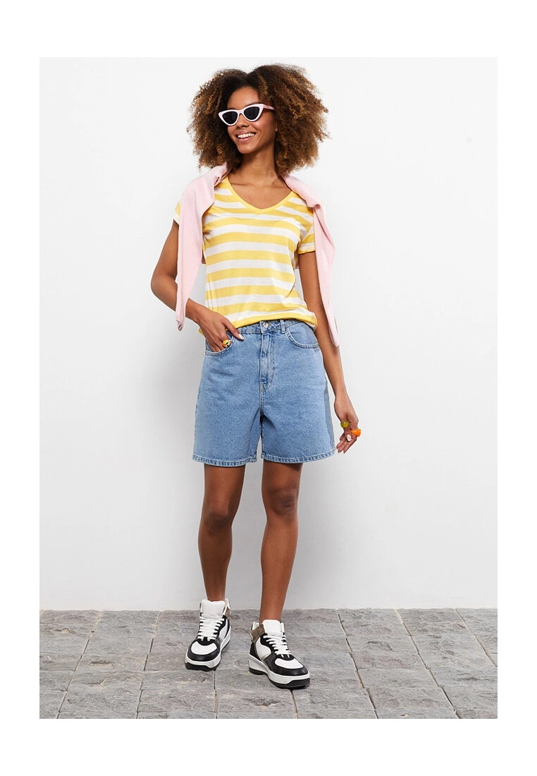 LC WAIKIKI V Neck Striped Long Sleeve T-Shirt 6 LC WAIKIKI V Neck Striped Long Sleeve T-Shirt - Image 4