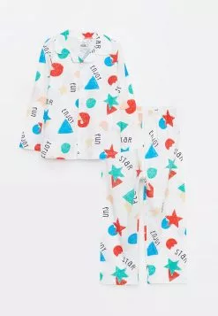 LC WAIKIKI Polo Collar Long Sleeve Printed Cotton Baby Boy Pajamas Set