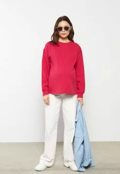 LC WAIKIKI Crew Neck Plain Long Sleeve Cotton Maternity Sweatshirt