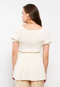 LC WAIKIKI V Neck Straight Short Sleeve Crinkled Maternity Blouse -LC WAIKIKI popular shop lc waikiki 9665 9078726 4