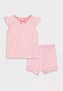 LC WAIKIKI Crew Neck Short Sleeve Patterned Baby Girl Pajamas Set