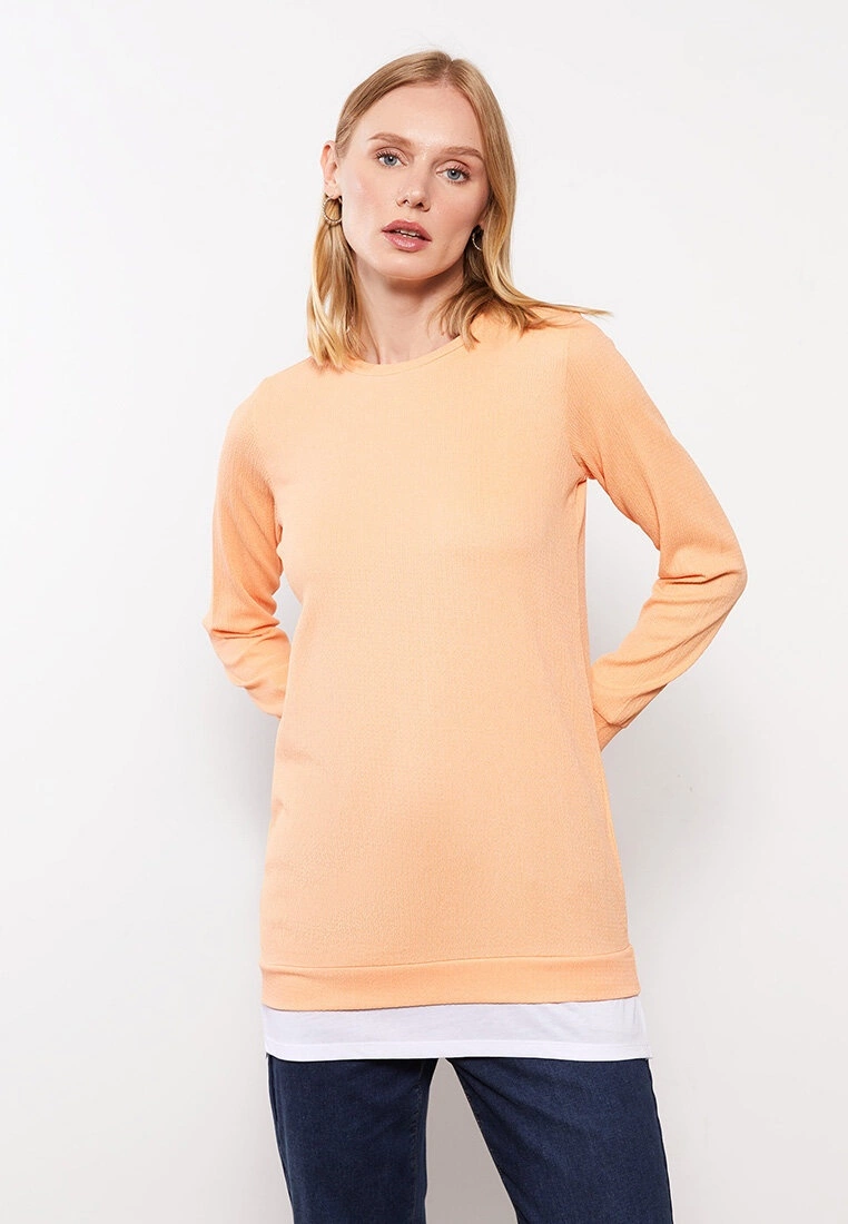 LC WAIKIKI Crew Neck Straight Long Sleeve Women's Tunic 4 LC WAIKIKI Crew Neck Straight Long Sleeve Women's Tunic - Image 2