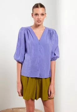 LC WAIKIKI V Neck Plain Tencel Women's Shirt