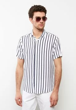 LC WAIKIKI Regular Fit Short Sleeve Striped Viscose Men's Shirt -LC WAIKIKI popular shop lc waikiki 9808 8794236 3