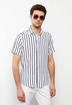 LC WAIKIKI Regular Fit Short Sleeve Striped Viscose Men's Shirt -LC WAIKIKI popular shop lc waikiki 9808 8794236 4